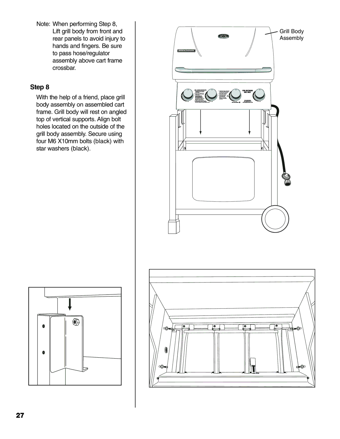 Brinkmann Stainless Steel 4 Burner Gas Grill owner manual Grill Body Assembly 