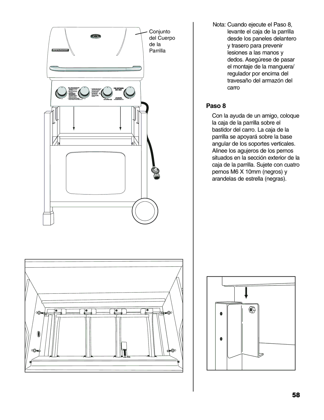 Brinkmann Stainless Steel 4 Burner Gas Grill owner manual Conjunto Del Cuerpo De la Parrilla 