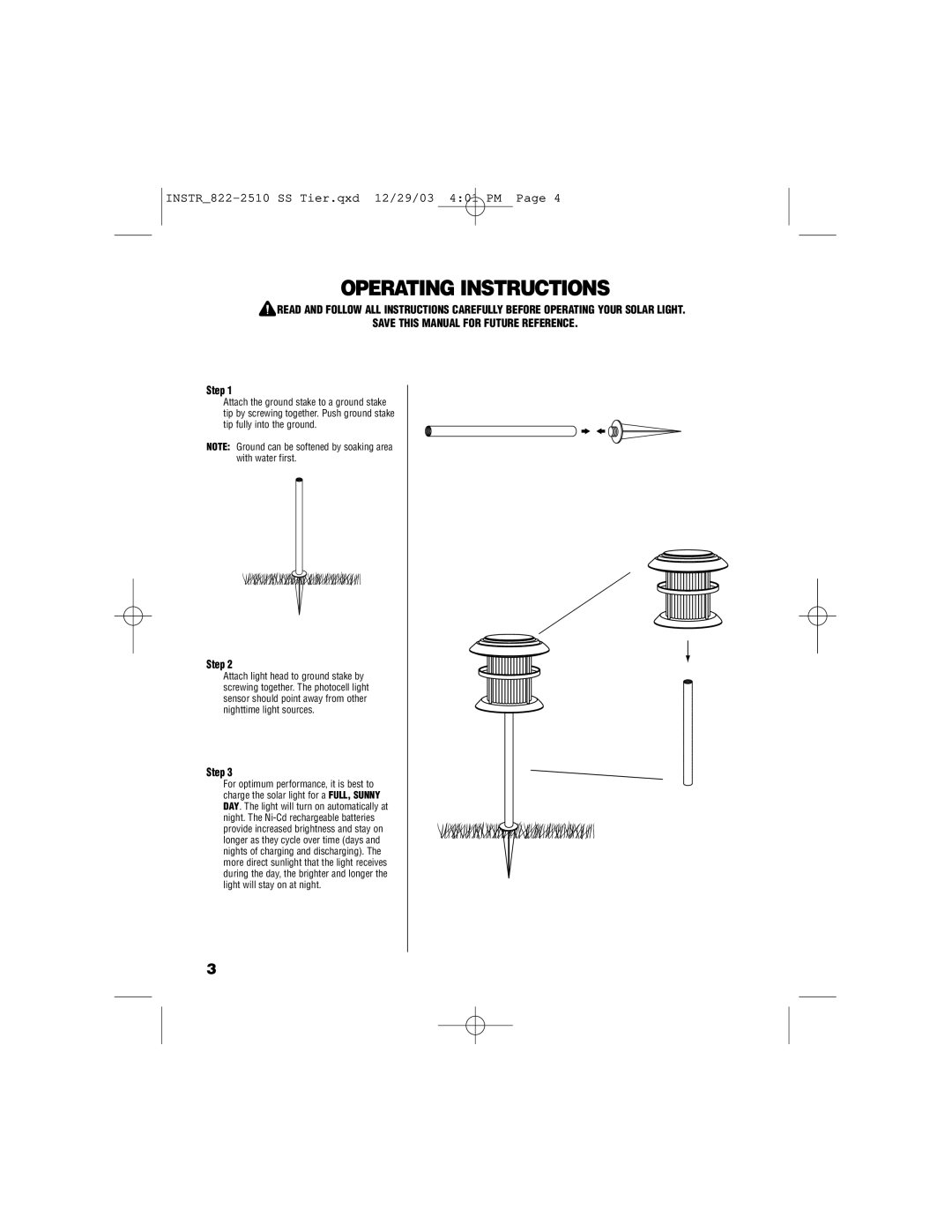 Brinkmann Stainless Steel Tier owner manual Operating Instructions, Step 