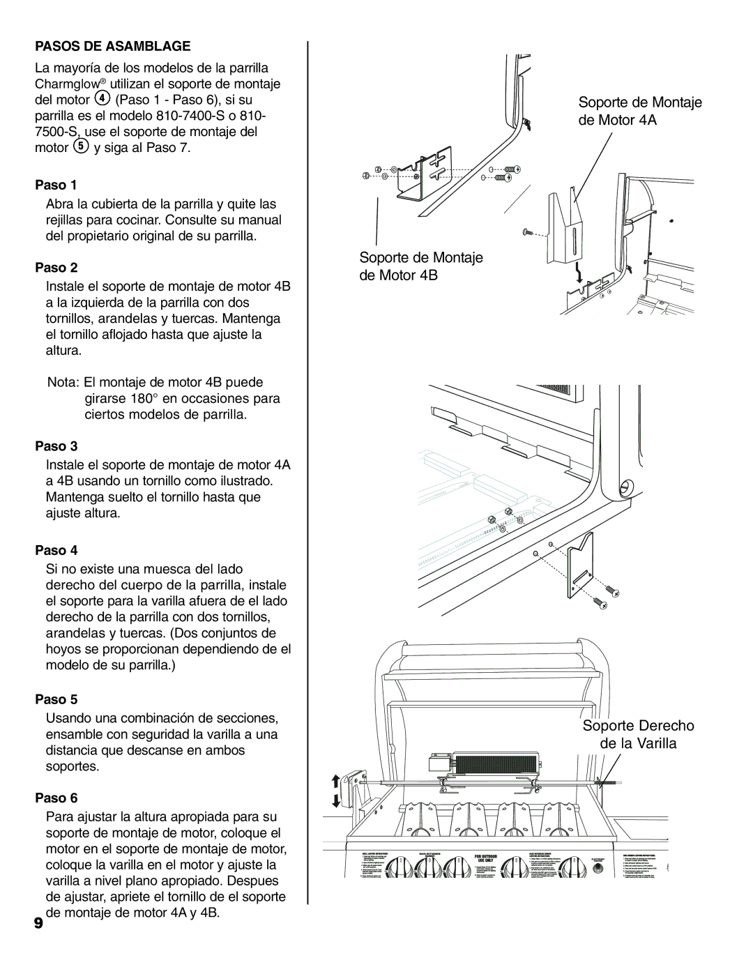 Brinkmann Universal Rotisserie manual Pasos DE Asamblage 