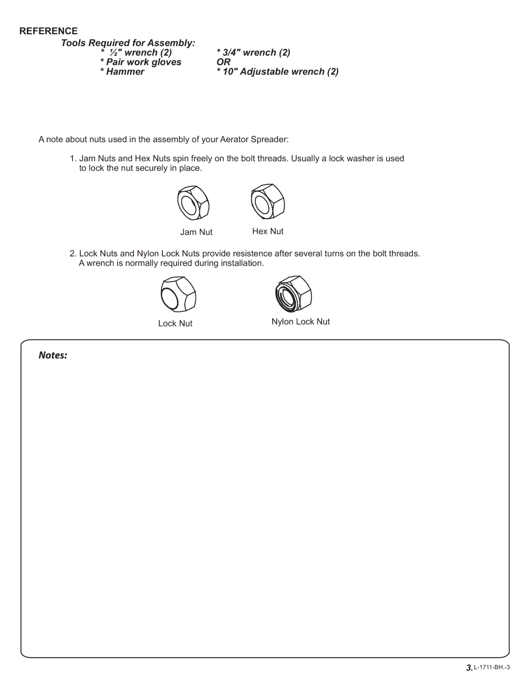 Brinly-Hardy AS-30 BH, AS-40 BH owner manual Reference 