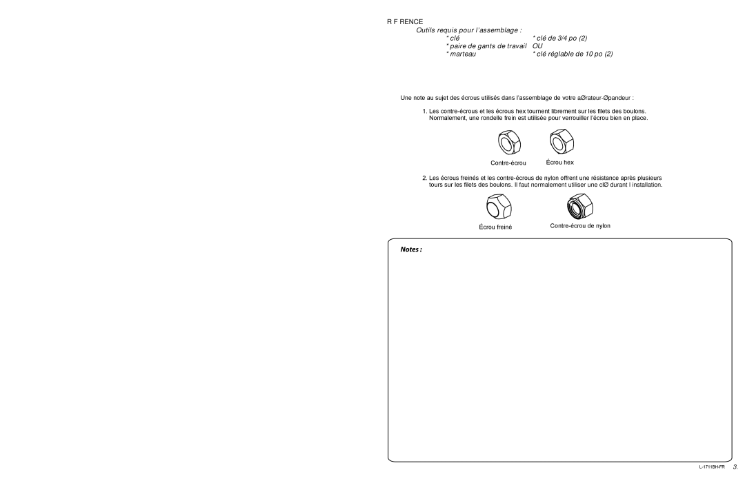 Brinly-Hardy AS-30 BH, AS-40 BH owner manual Référence 