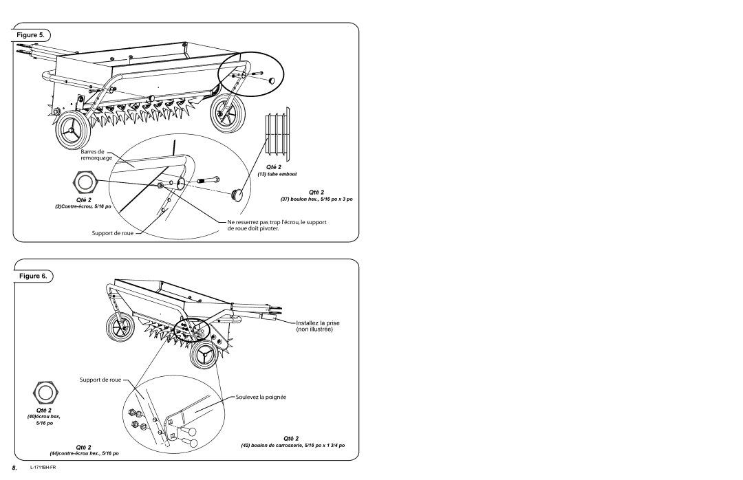 Brinly-Hardy AS-40 BH, AS-30 BH owner manual Barres de remorquage 