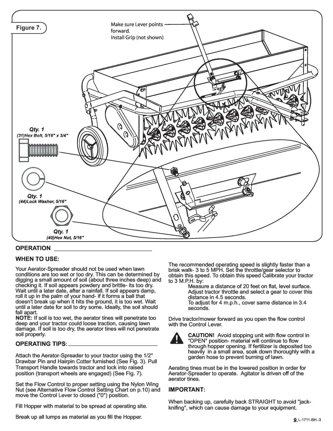 Brinly-Hardy AS-30 BH, AS-40 BH owner manual Operation When To Use, Operating Tips 