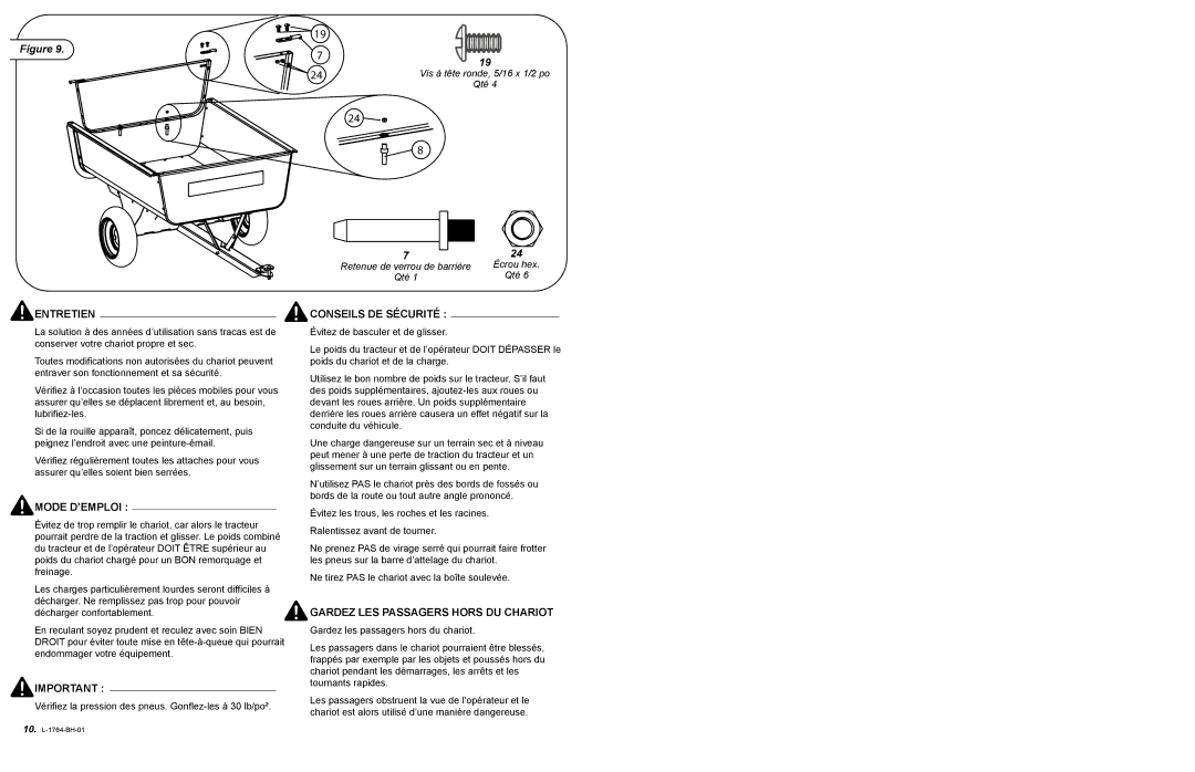 Brinly-Hardy hdc-18, hdc-10 owner manual Entretien 