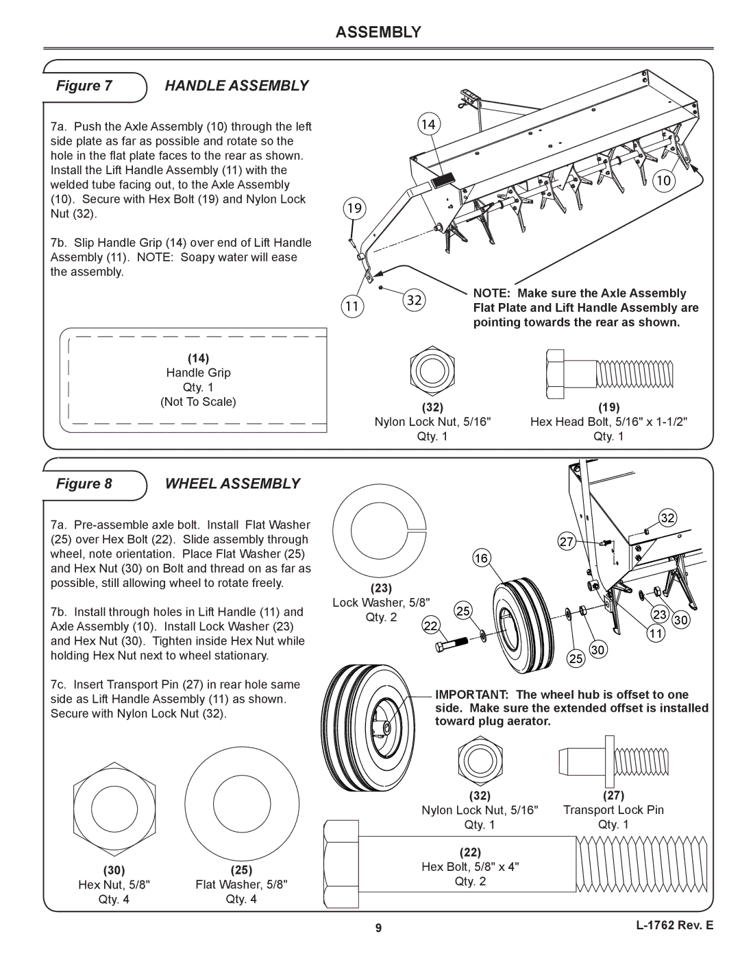 Brinly-Hardy PA-40 BH, PA-48 BH owner manual Handle Assembly, Wheel Assembly 