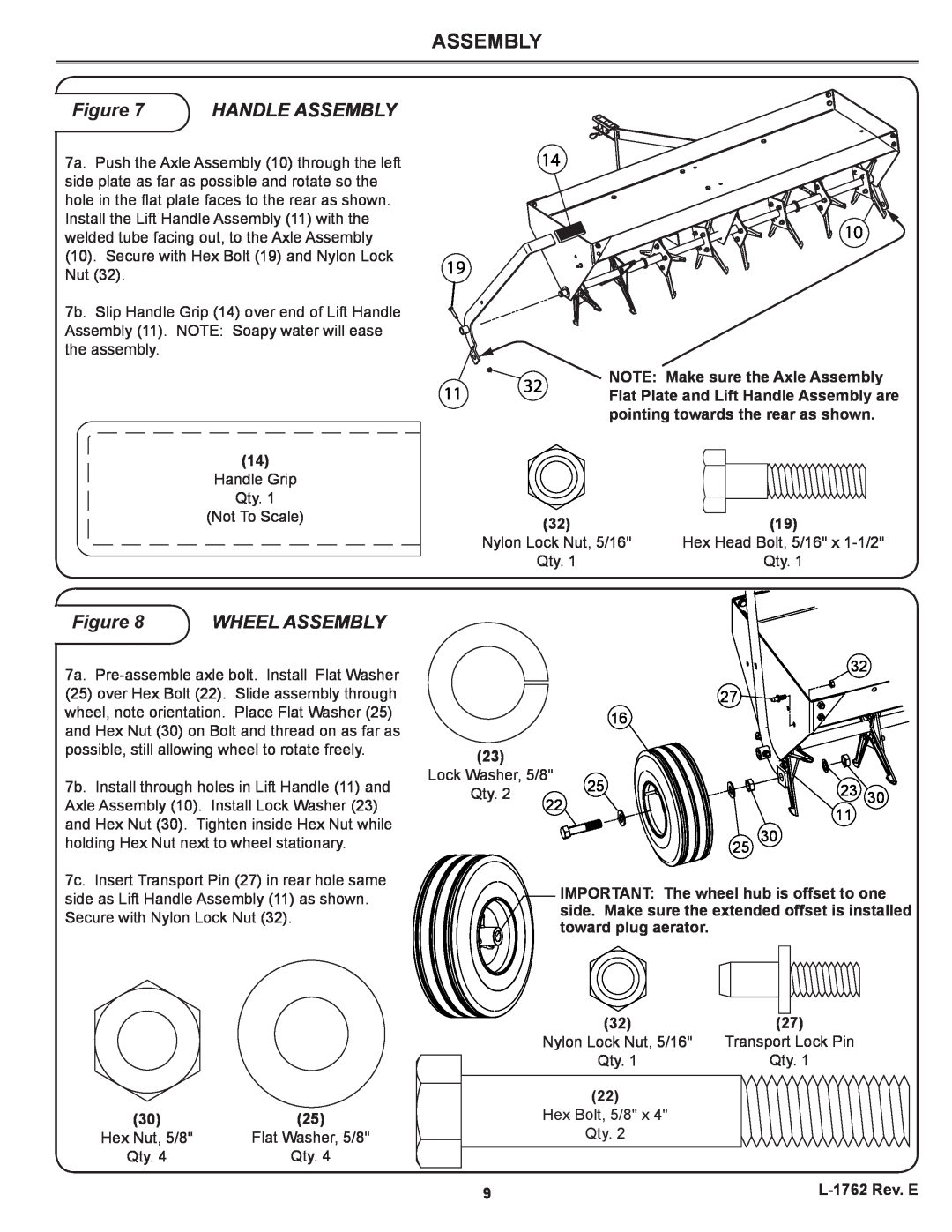 Brinly-Hardy PA-40 BH, PA-48 BH owner manual Handle Assembly, Wheel Assembly, 32 27 23 11 25, Figure 