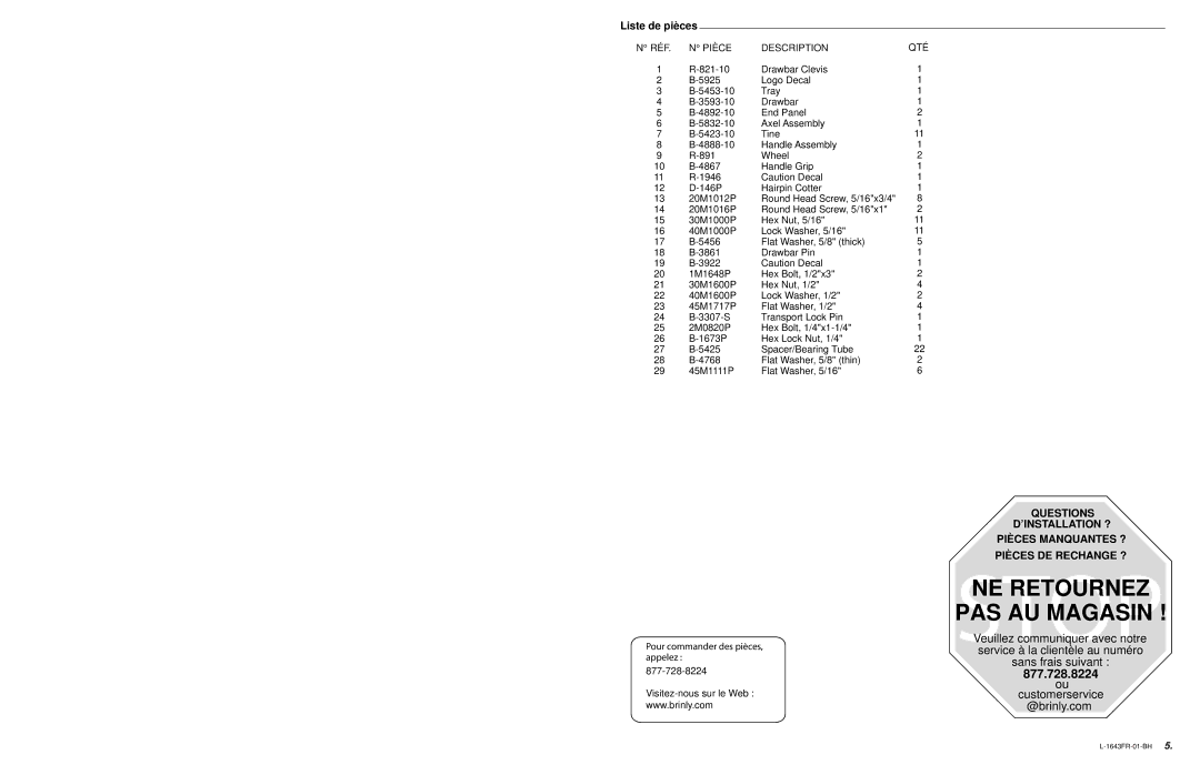 Brinly-Hardy SAT-400 BH owner manual PAS AU Magasin 