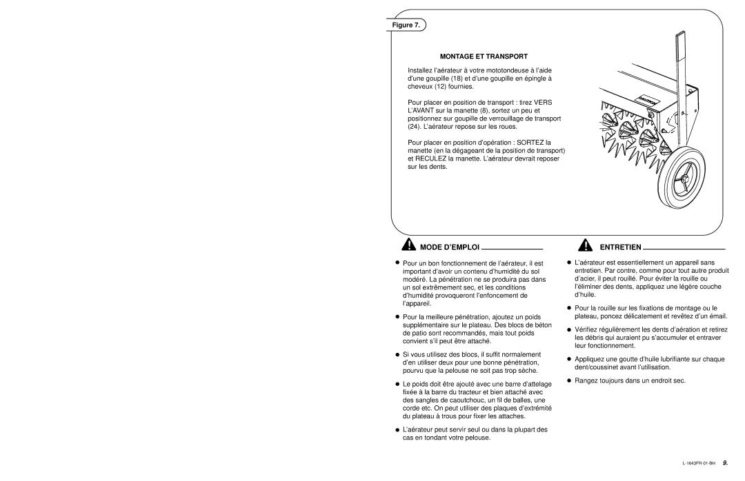 Brinly-Hardy SAT-400 BH owner manual Mode D’EMPLOI 