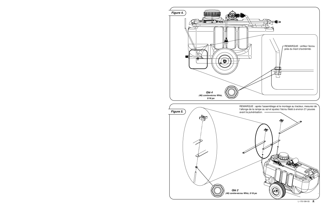 Brinly-Hardy ST-250 BH, ST-150 BH owner manual Remarque enfilez l’écrou près du tirant d’extrémité 