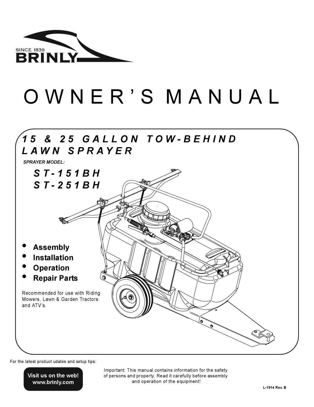 Brinly-Hardy ST-151BH, ST-251BH owner manual N E R ’ S M a N U a L 