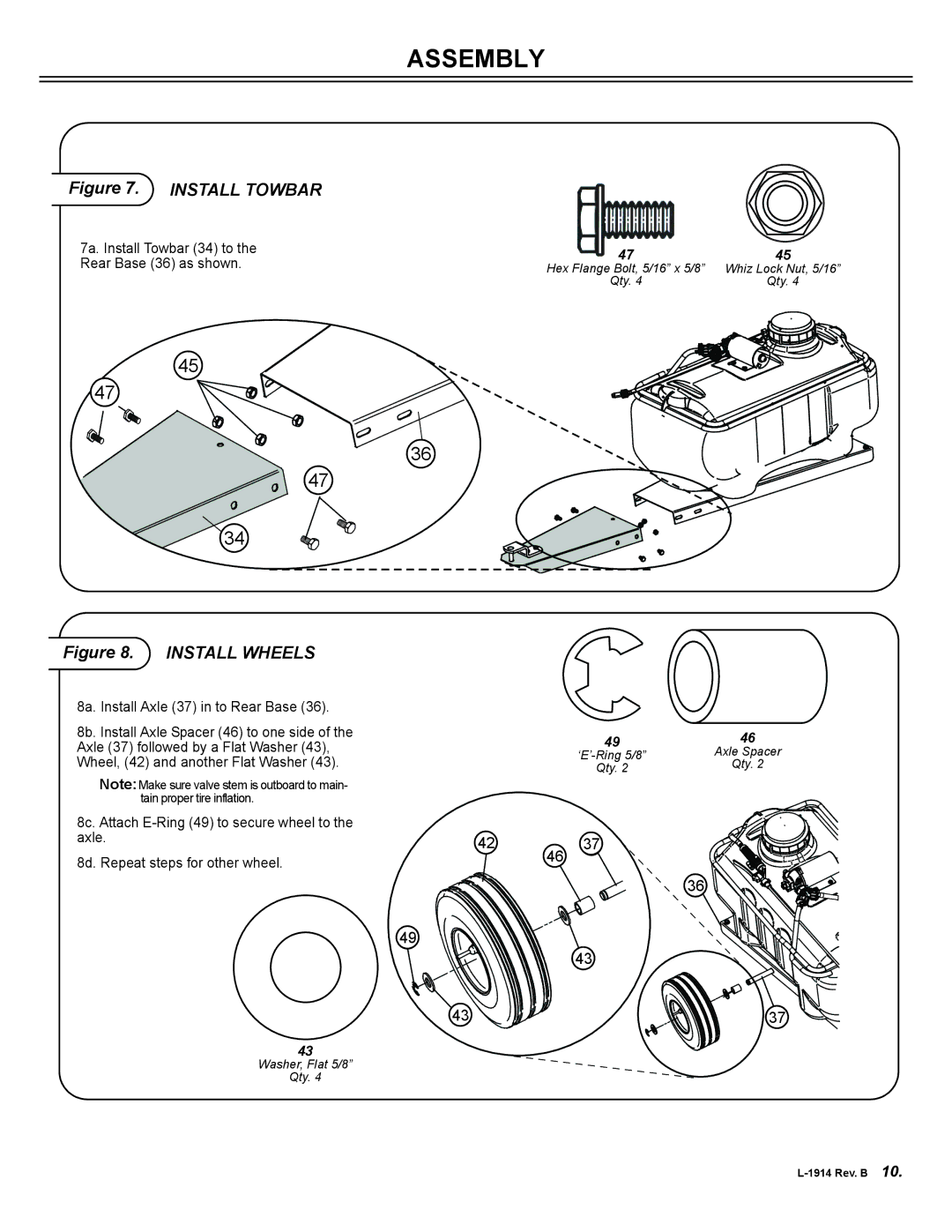 Brinly-Hardy ST-151BH, ST-251BH owner manual Install Towbar, 8a. Install Axle 37 in to Rear Base 