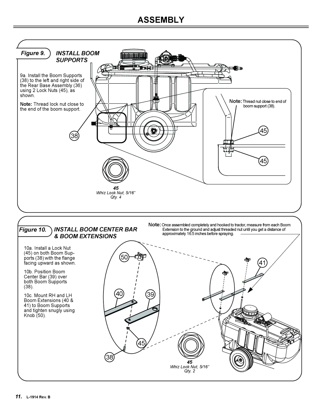 Brinly-Hardy ST-251BH, ST-151BH owner manual To Boom Supports and tighten snugly using Knob 