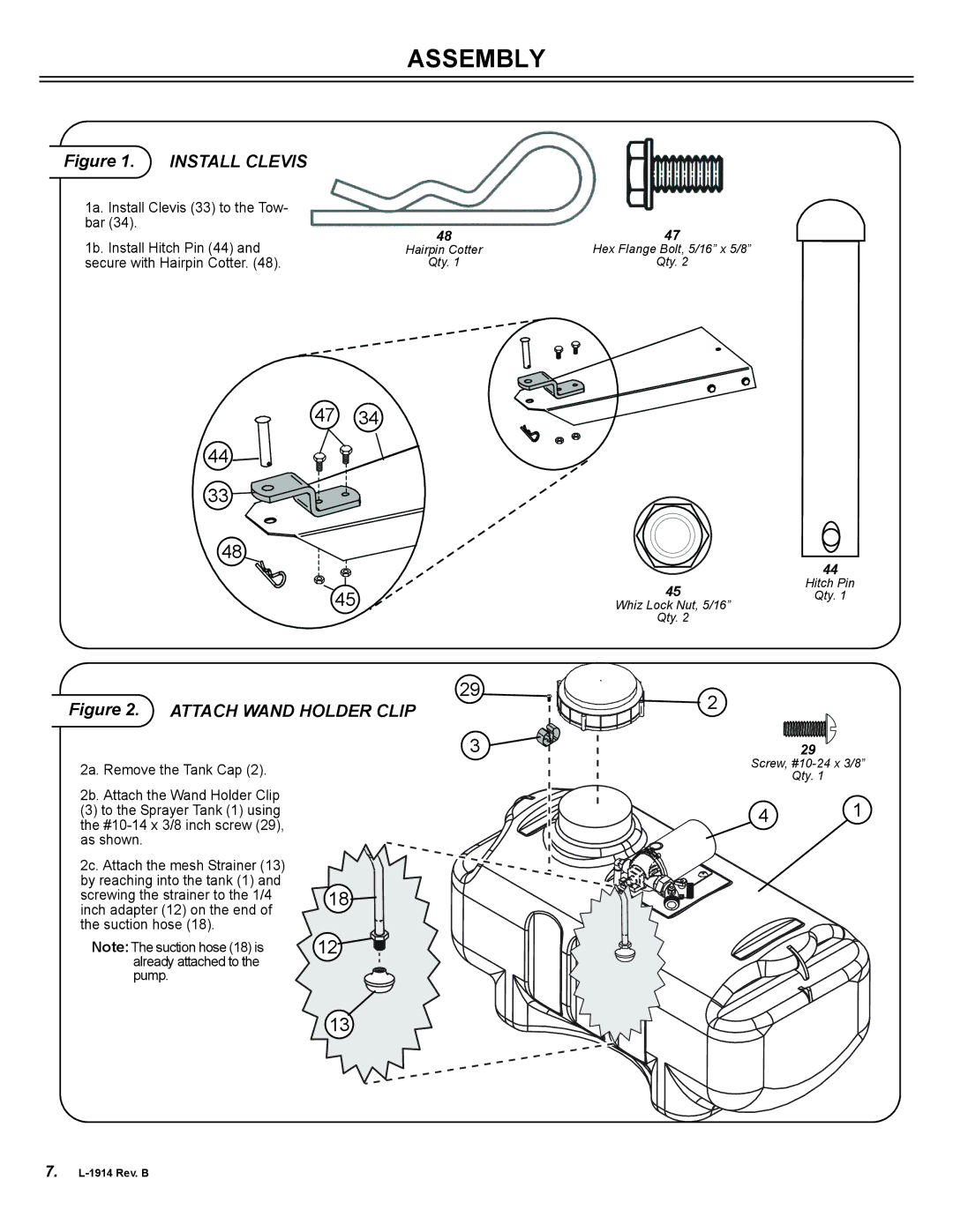 Brinly-Hardy ST-251BH, ST-151BH owner manual Assembly, 1a. Install Clevis 33 to the Tow- bar 