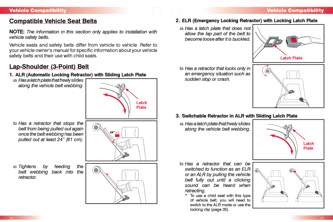 Britax 50 Compatible Vehicle Seat Belts Lap-Shoulder 3-Point Belt, Switchable Retractor in ALR with Sliding Latch Plate 