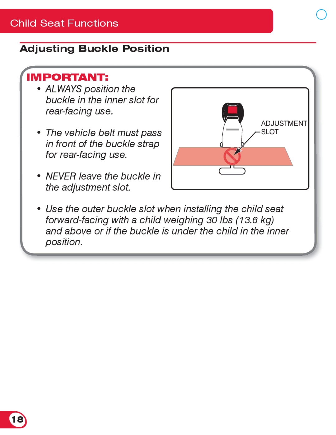 Britax 55 manual Adjusting Buckle Position 