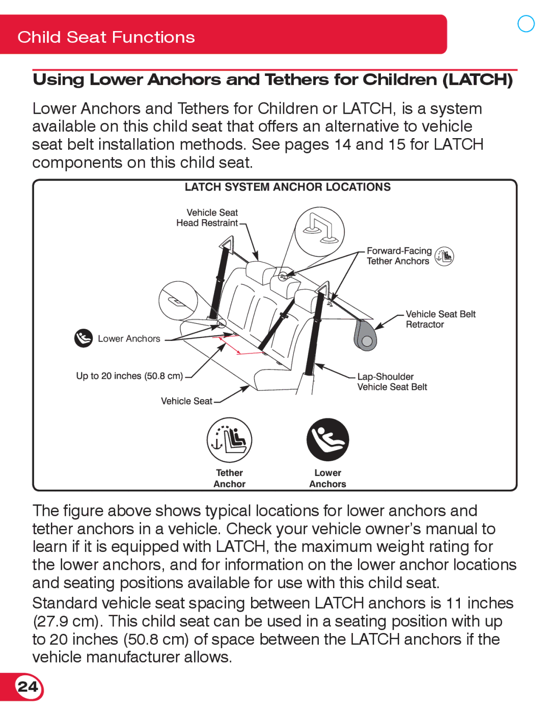 Britax 55 manual Using Lower Anchors and Tethers for Children Latch 