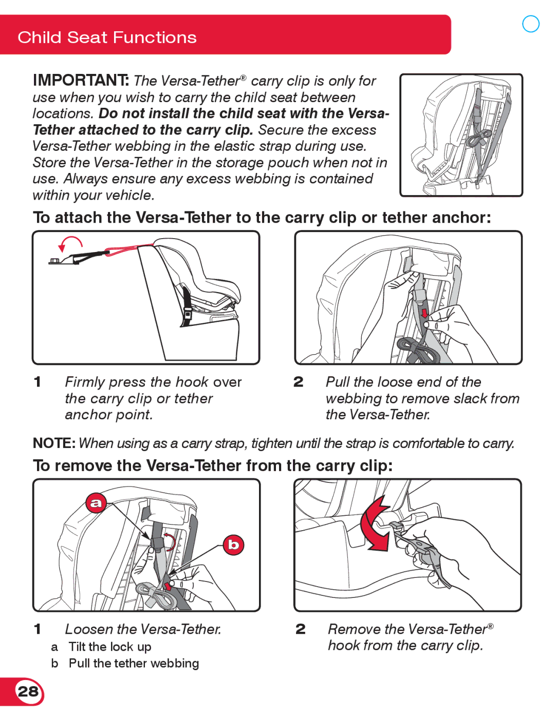 Britax 55 manual To remove the Versa-Tether from the carry clip 