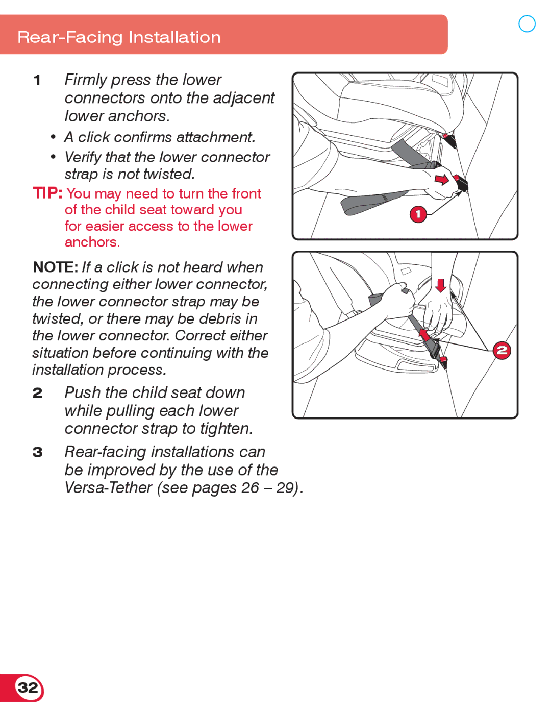 Britax 55 manual Rear-Facing Installation 