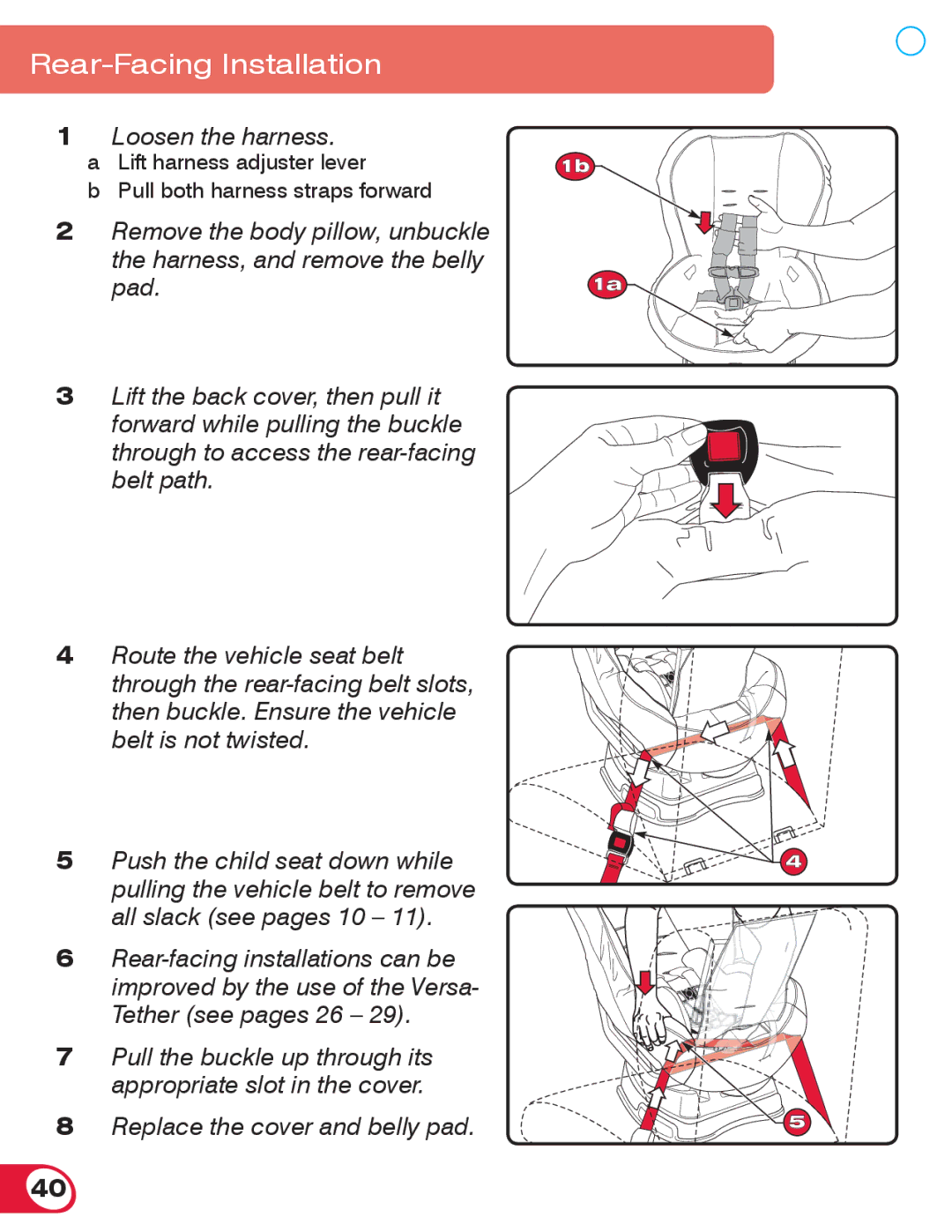 Britax 55 manual Replace the cover and belly pad 