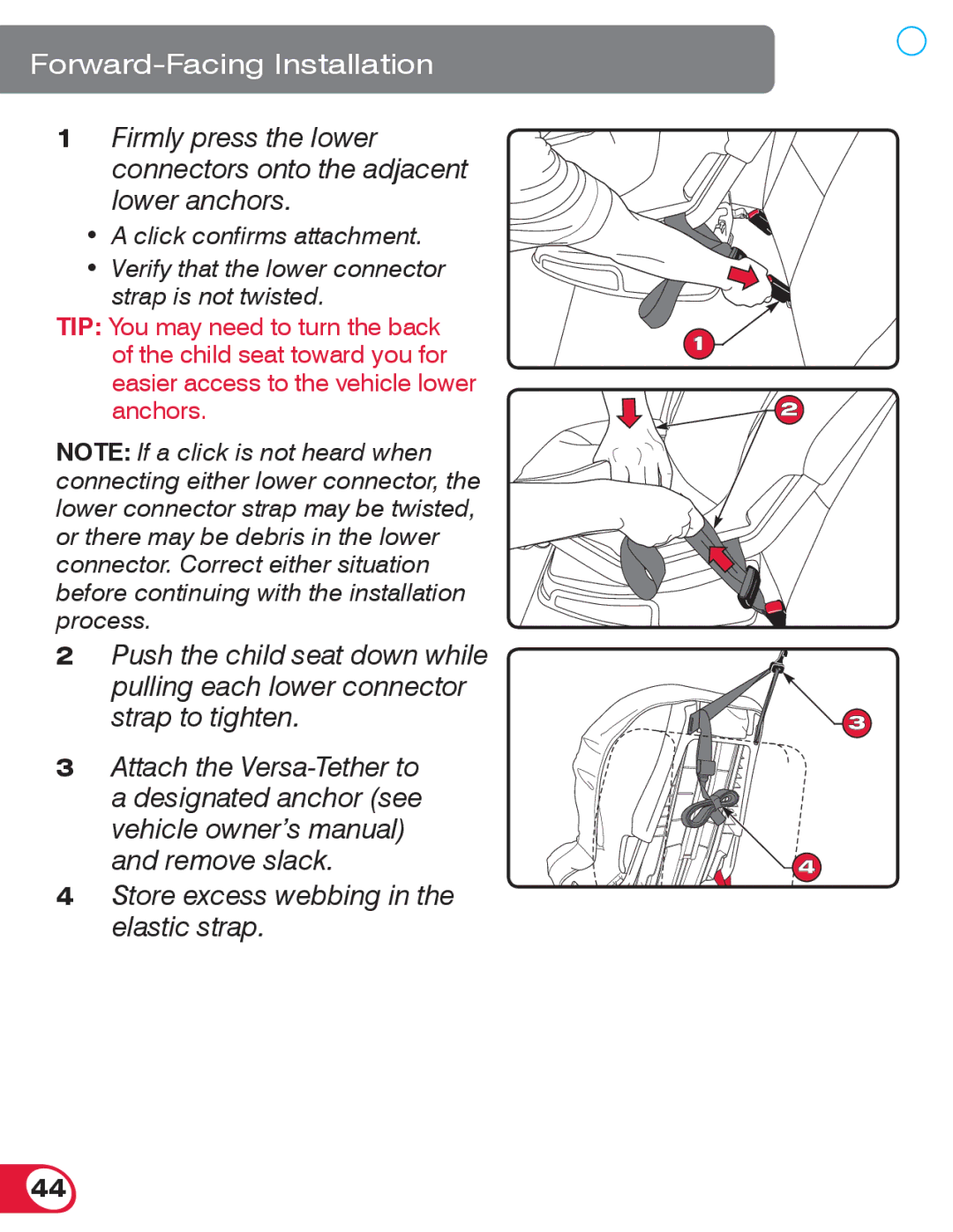 Britax 55 manual Forward-Facing Installation 