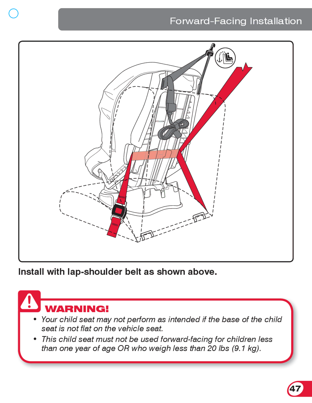 Britax 55 manual Install with lap-shoulder belt as shown above 