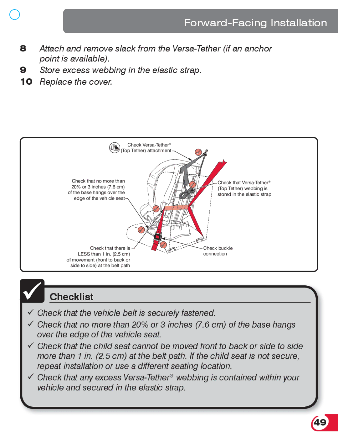 Britax 55 manual Side to side at the belt path 