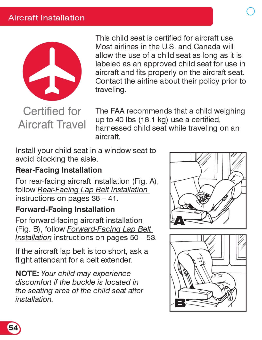 Britax 55 manual Rear-Facing Installation, Forward-Facing Installation 