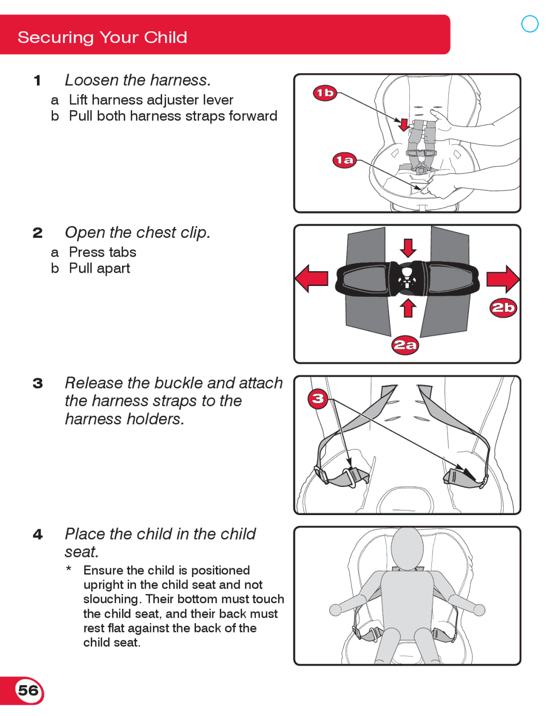 Britax 55 manual Open the chest clip 