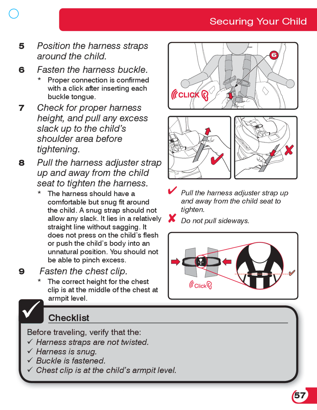 Britax 55 manual Fasten the chest clip 