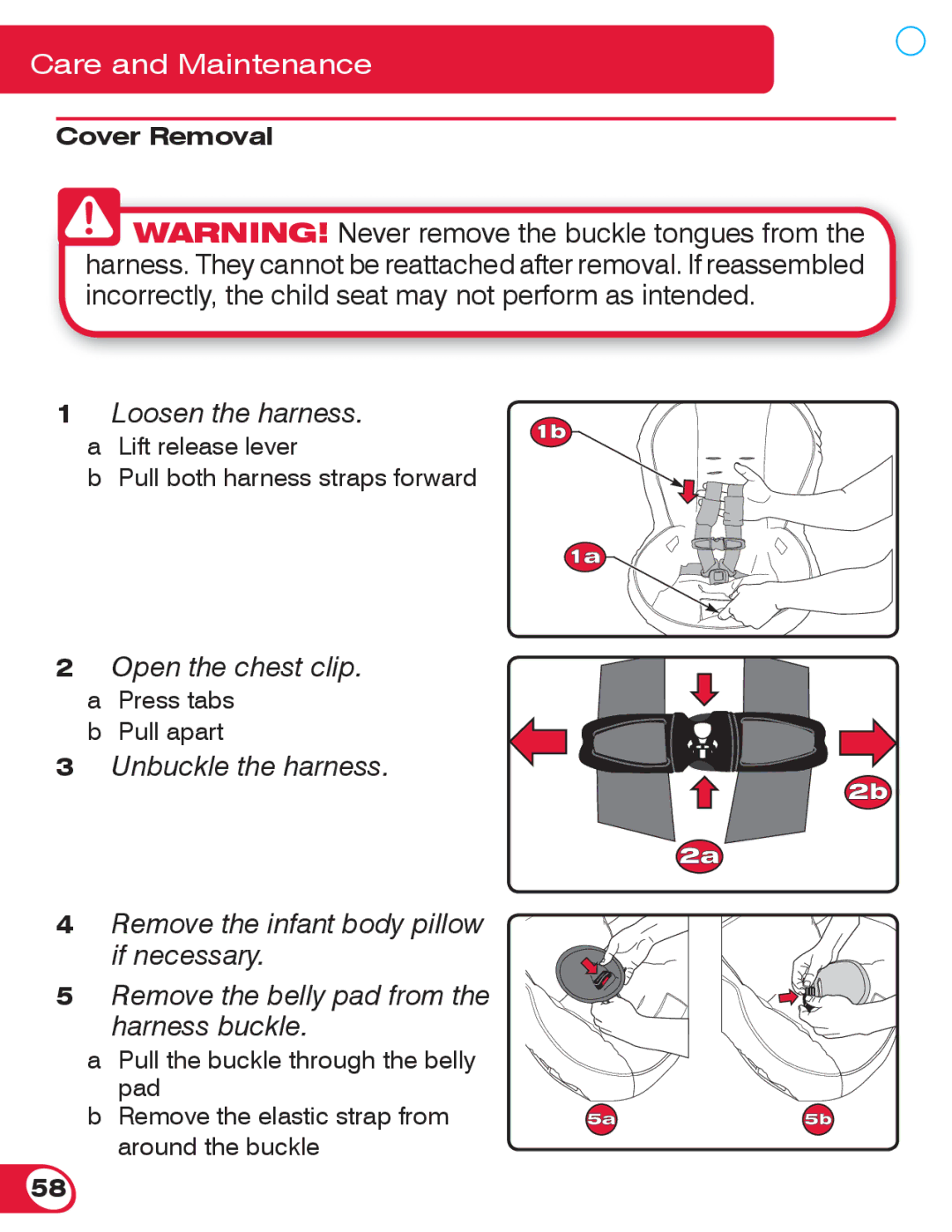 Britax 55 manual Care and Maintenance 