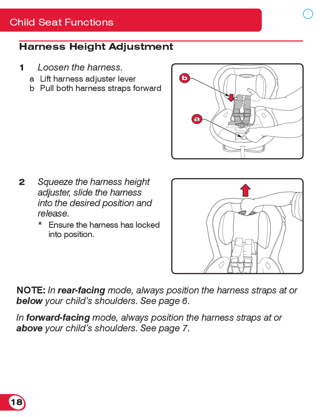 Britax 70 CS manual Harness Height Adjustment, Loosen the harness 