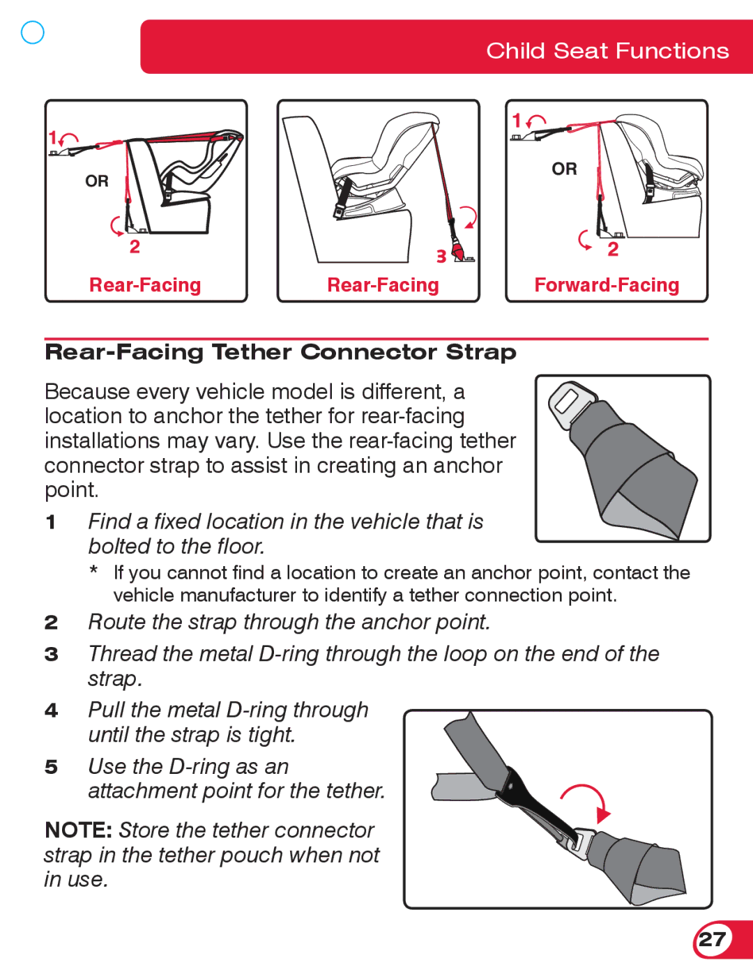 Britax 70 CS manual Rear-Facing Tether Connector Strap 