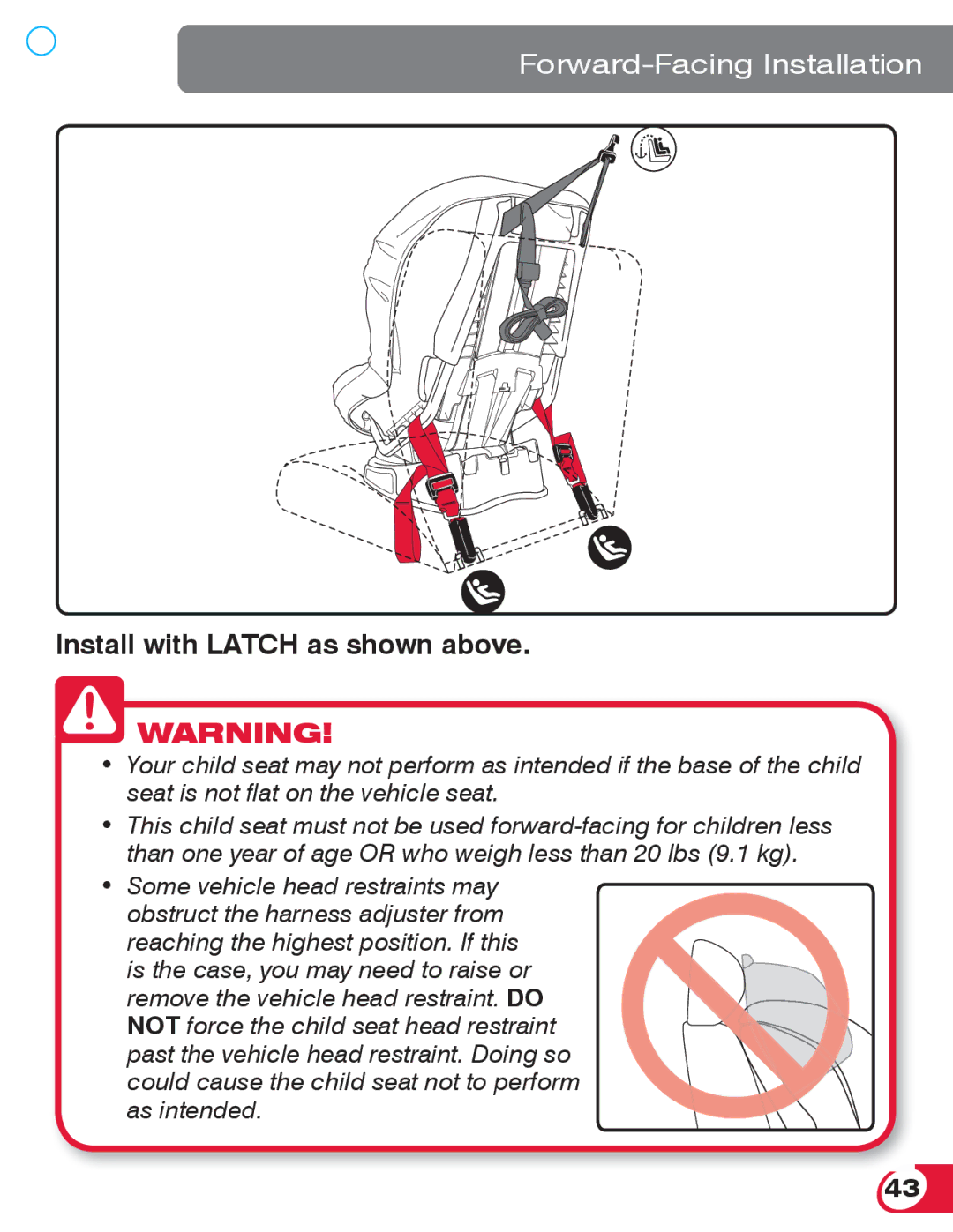 Britax 70 CS manual Install with Latch as shown above 