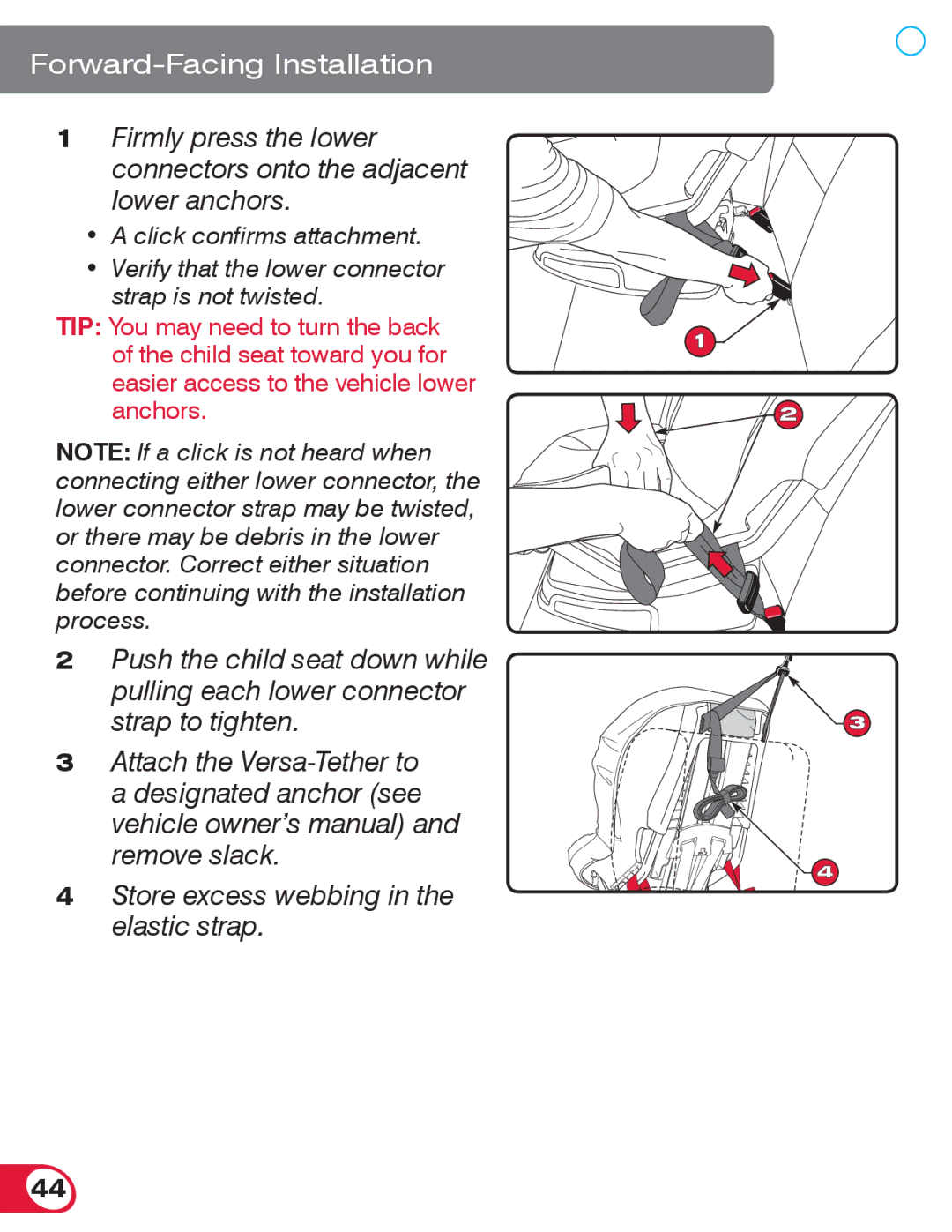 Britax 70 CS manual Forward-Facing Installation 