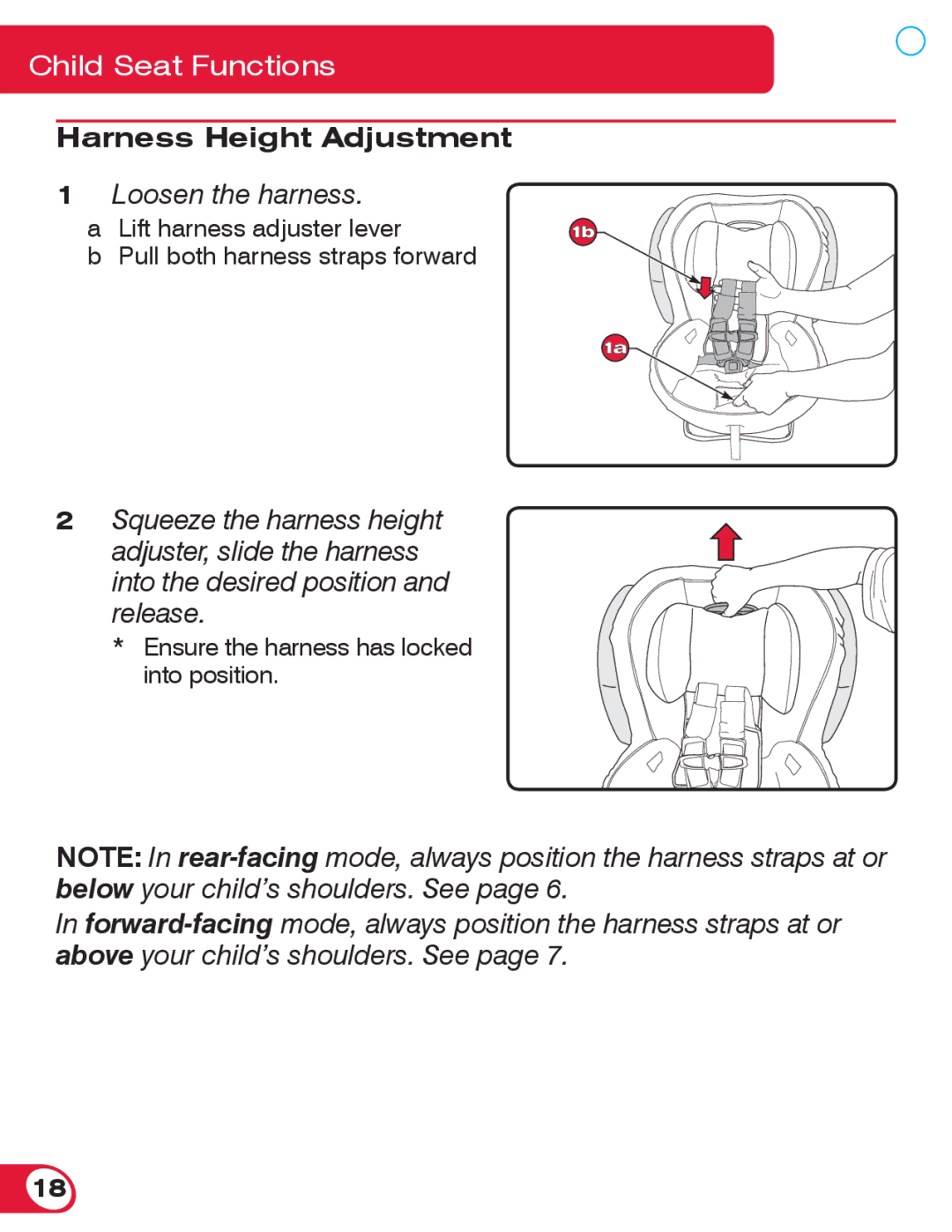 Britax 70 CS manual Harness Height Adjustment, Loosen the harness 