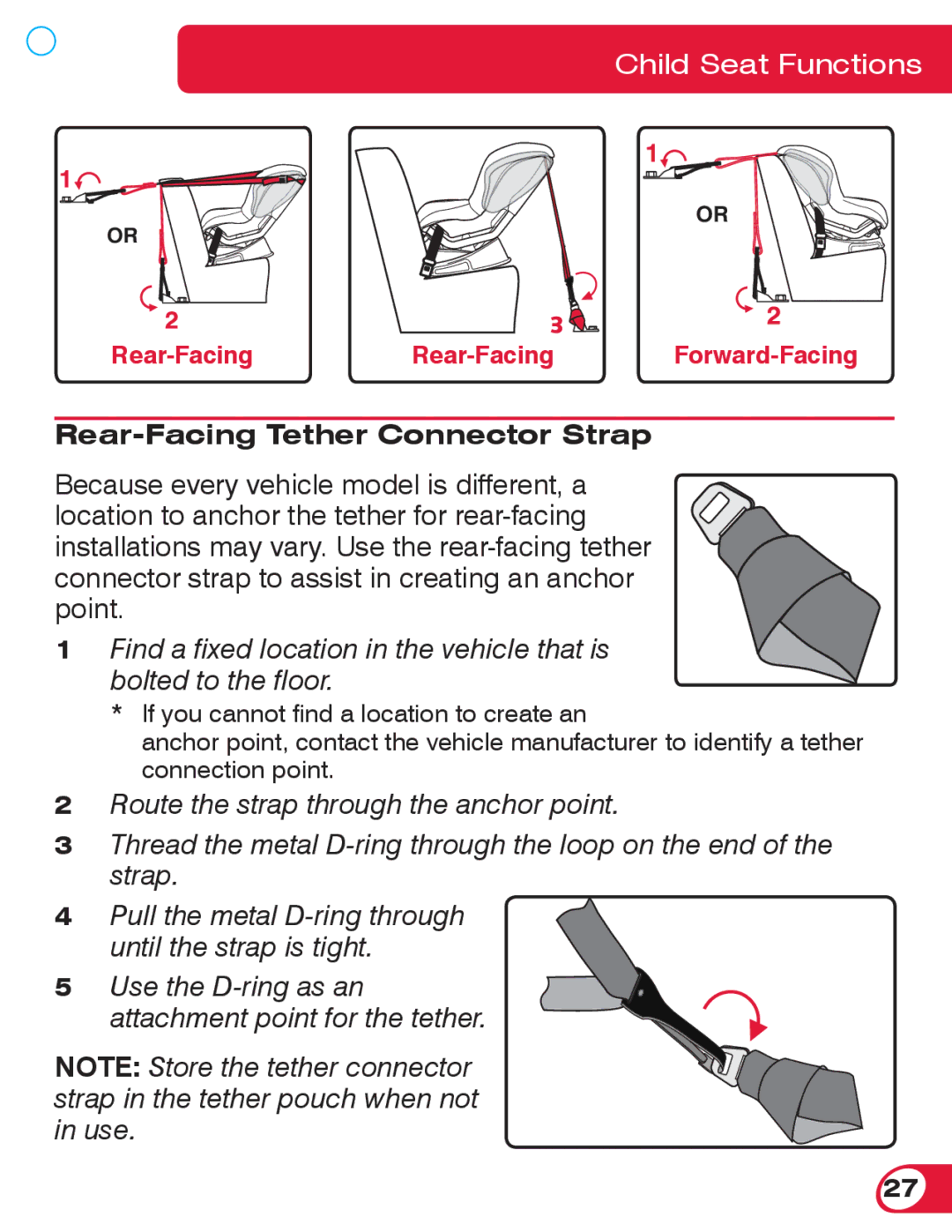 Britax 70 CS manual Rear-Facing Tether Connector Strap 