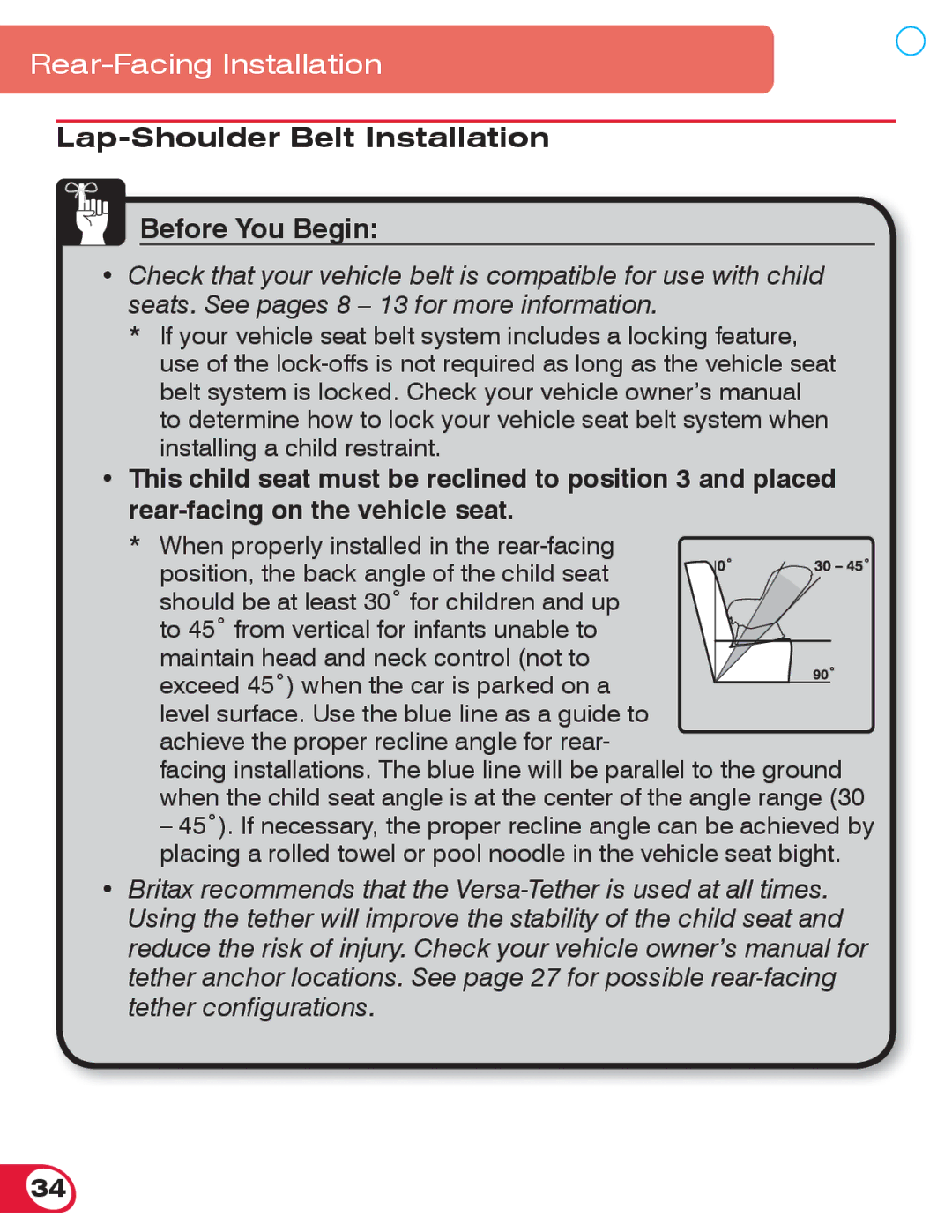 Britax 70 CS manual Lap-Shoulder Belt Installation Before You Begin 