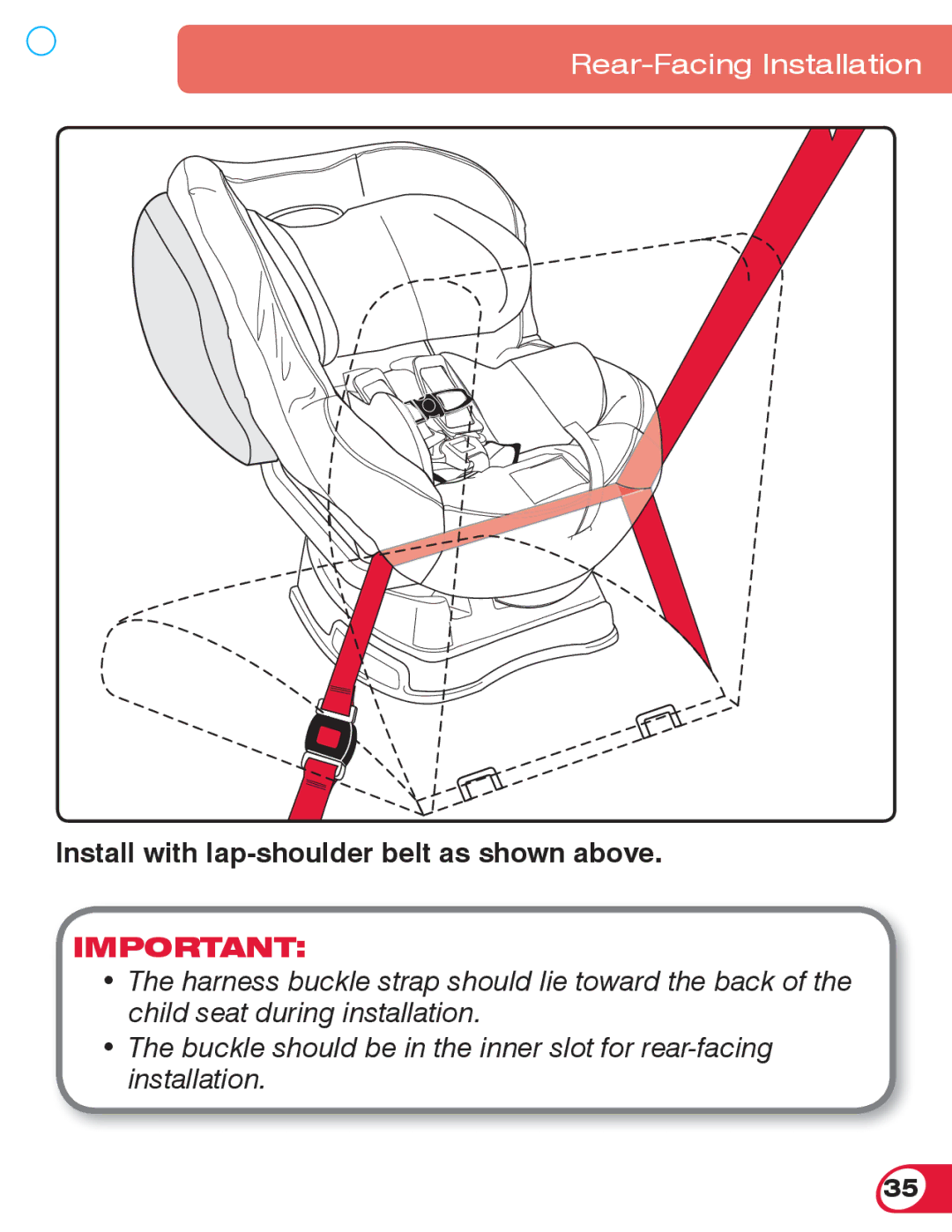 Britax 70 CS manual Install with lap-shoulder belt as shown above 