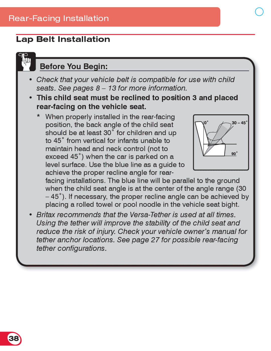 Britax 70 CS manual Lap Belt Installation Before You Begin 