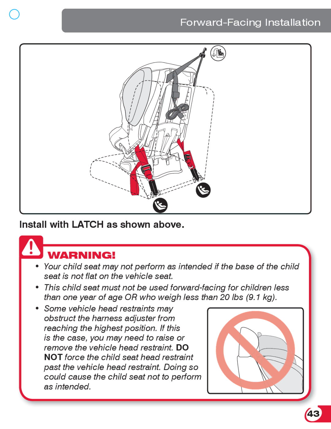 Britax 70 CS manual Install with Latch as shown above 