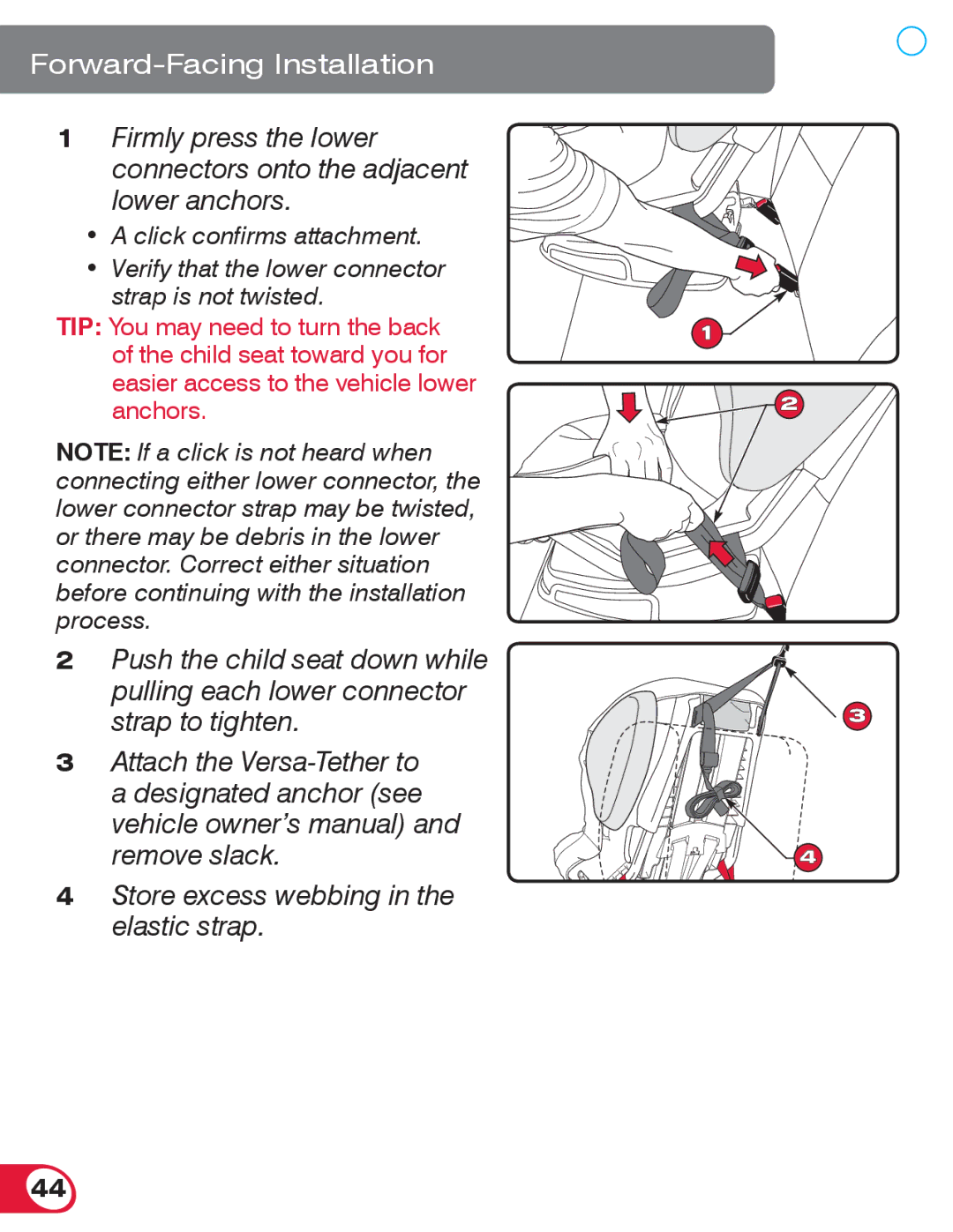 Britax 70 CS manual Forward-Facing Installation 