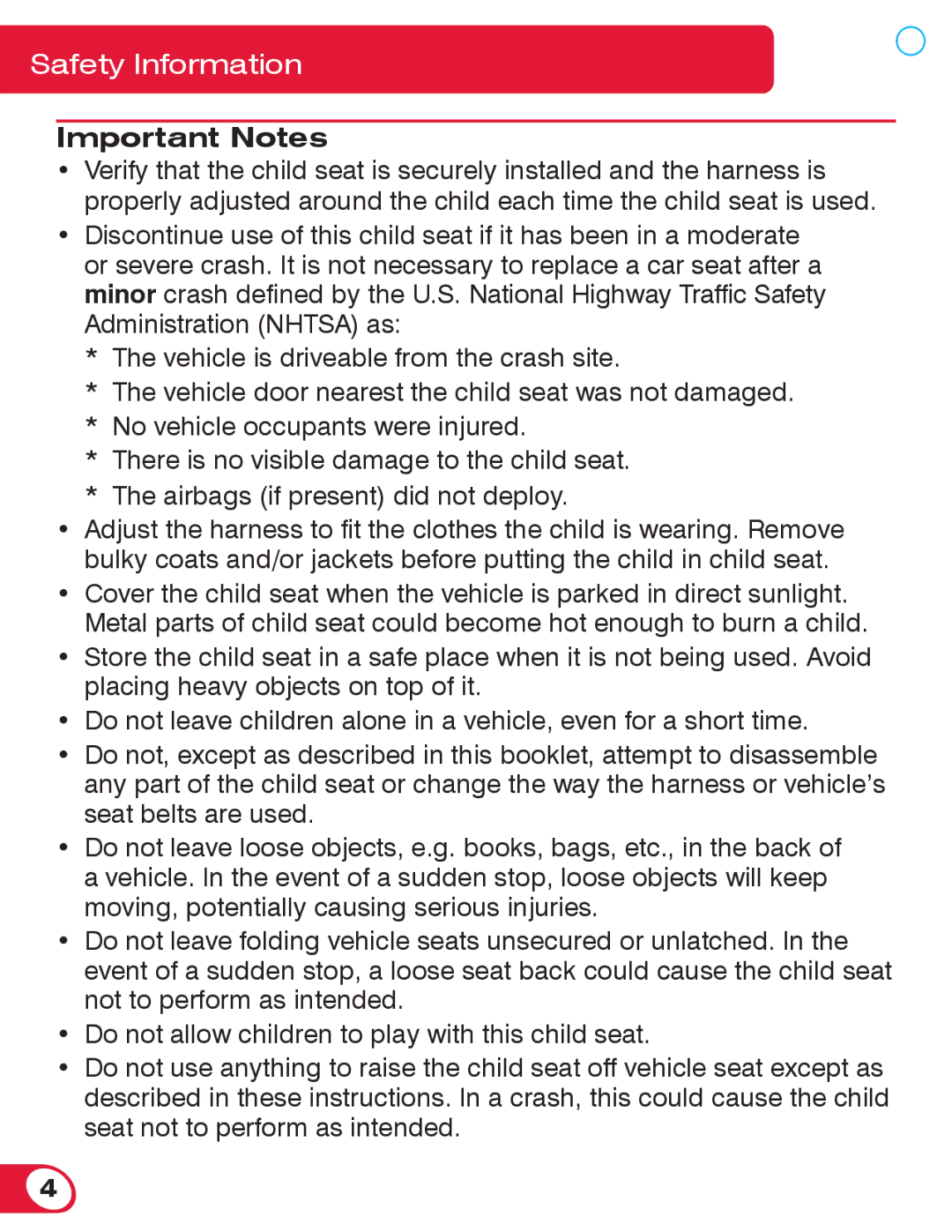 Britax 70 CS manual Important Notes 