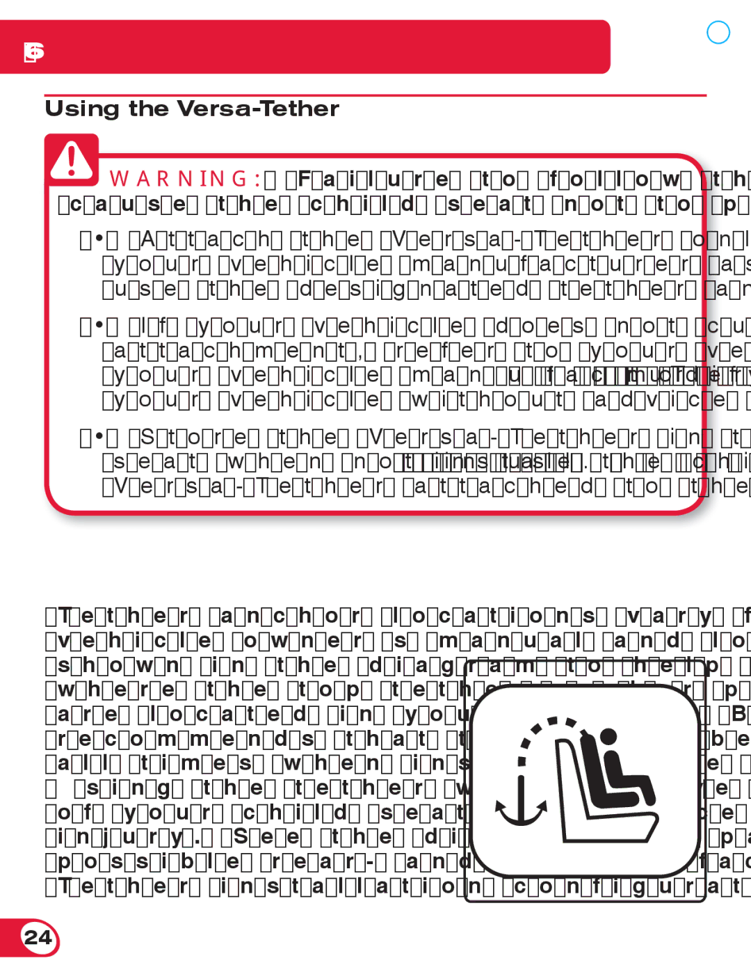 Britax 70 manual Using the Versa-Tether 