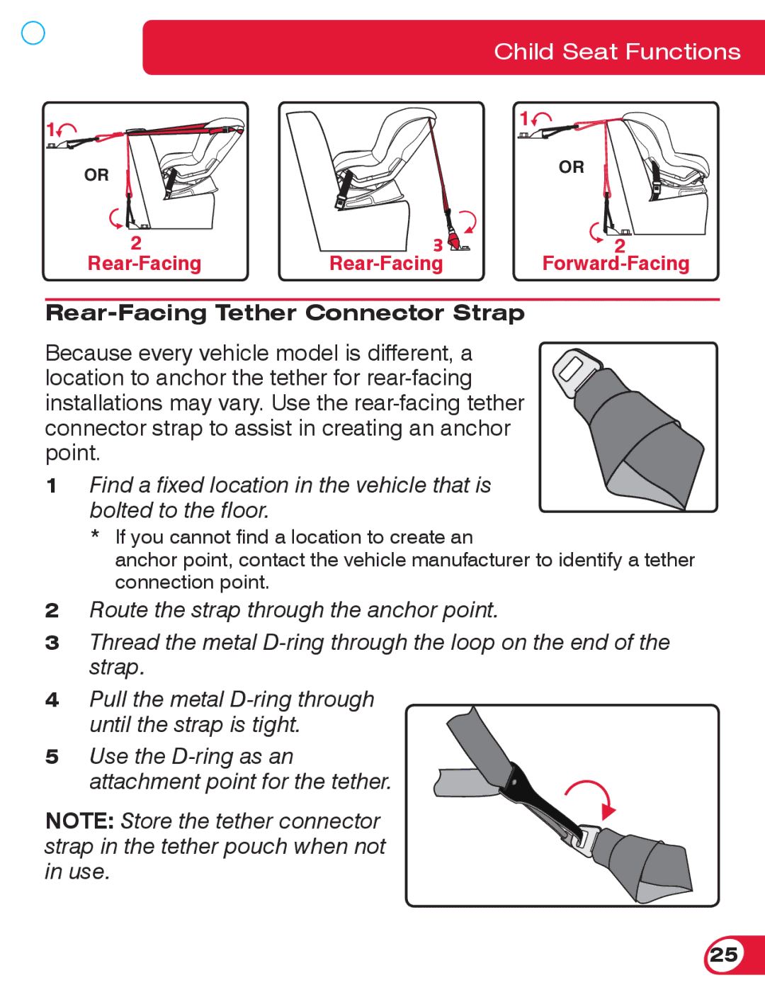 Britax 70 manual Rear-Facing Tether Connector Strap 