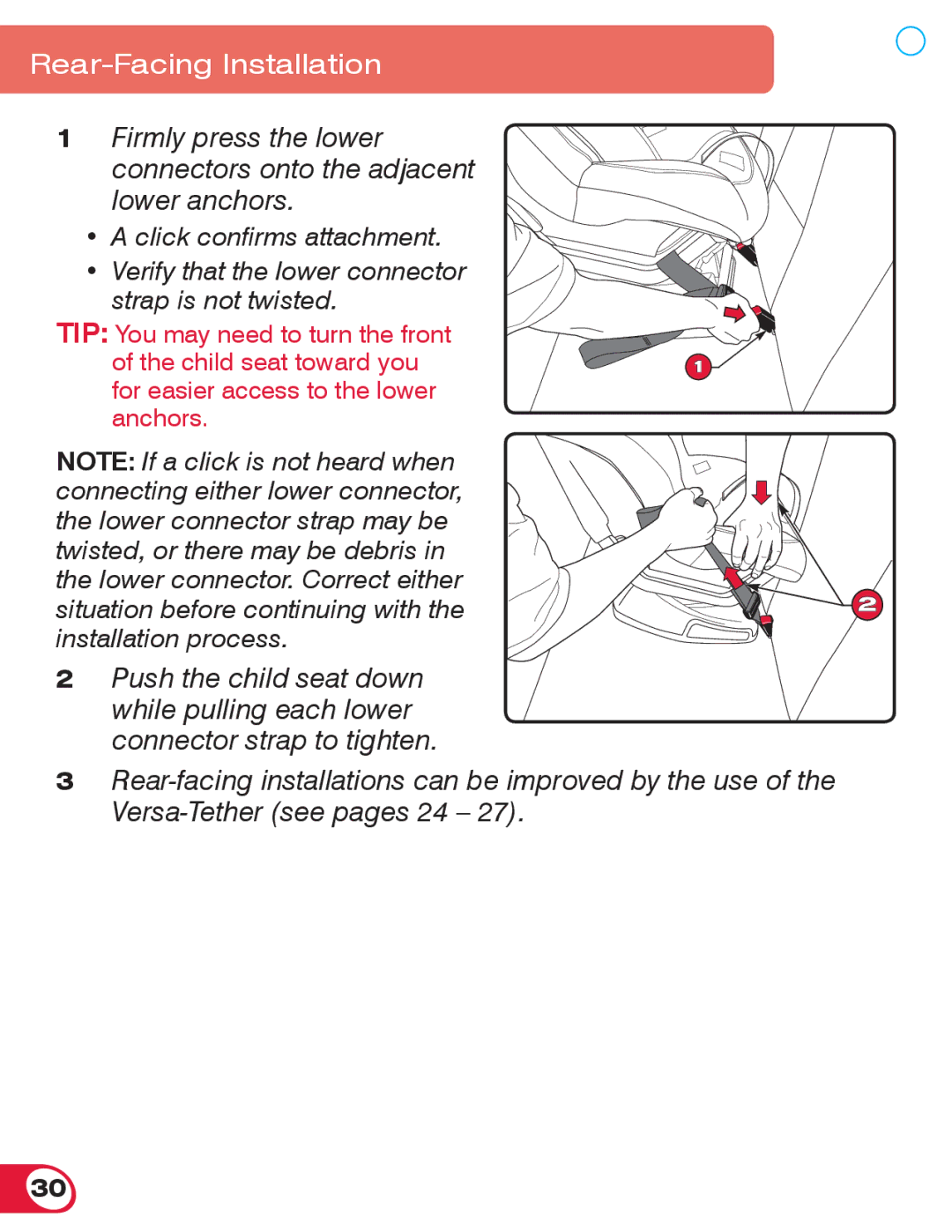 Britax 70 manual Rear-Facing Installation 