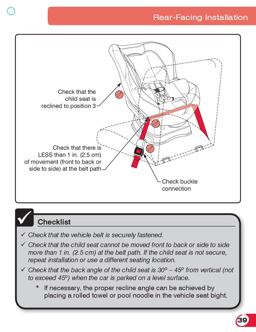 Britax 70 manual Checklist 