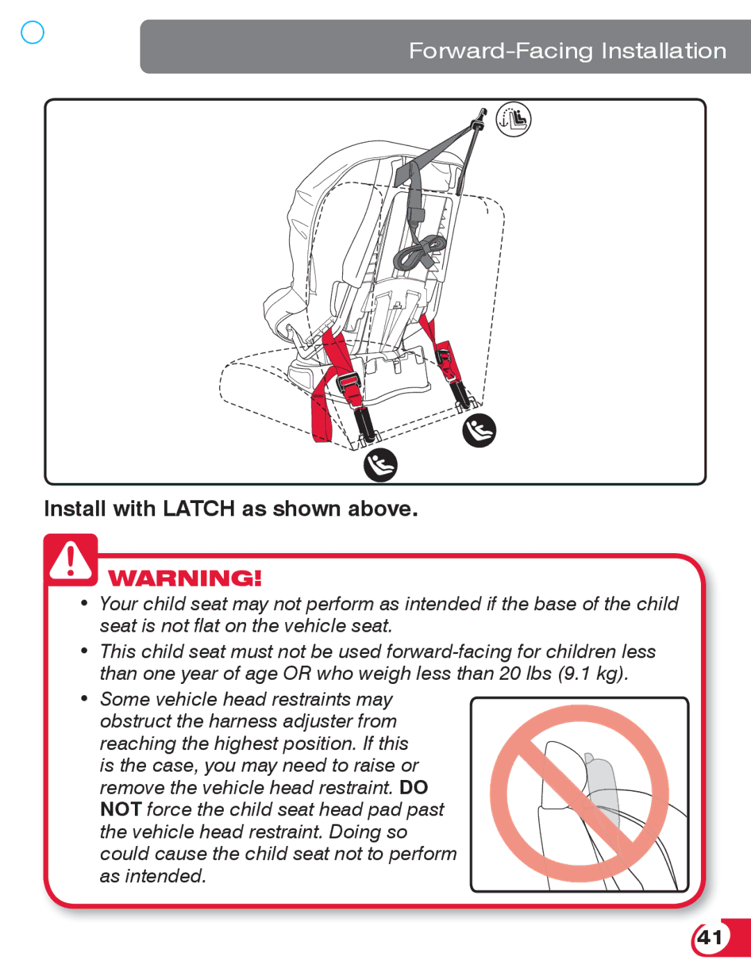 Britax 70 manual Install with Latch as shown above 