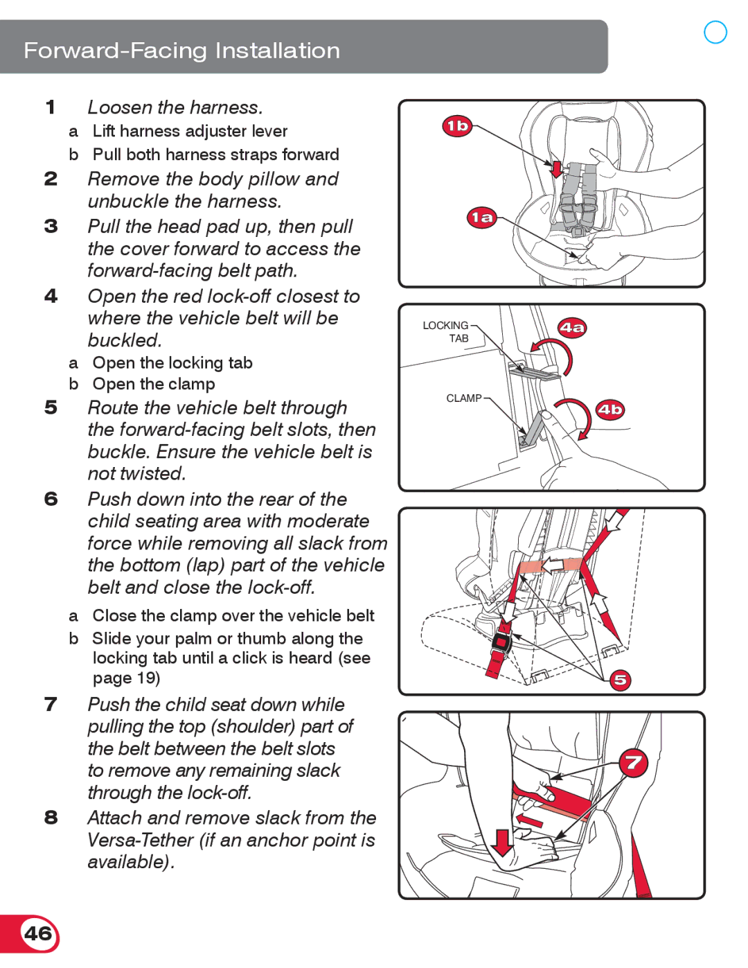 Britax 70 manual Open the locking tab Open the clamp 