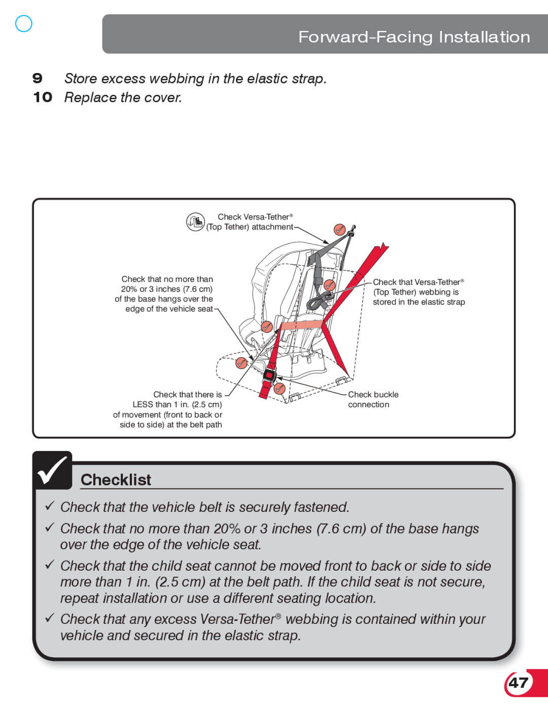 Britax 70 manual Store excess webbing in the elastic strap Replace the cover 